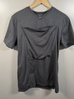 Lalabu Dad Shirt Baby Wearing Top Short Sleeve Mens Large Gray Carrier Kangaroo